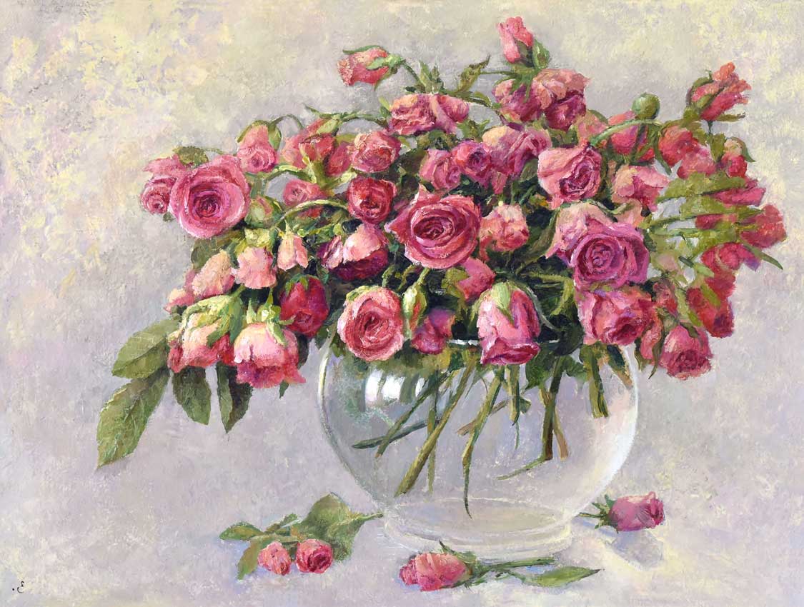 Автор картины с розами Елена Бартенева