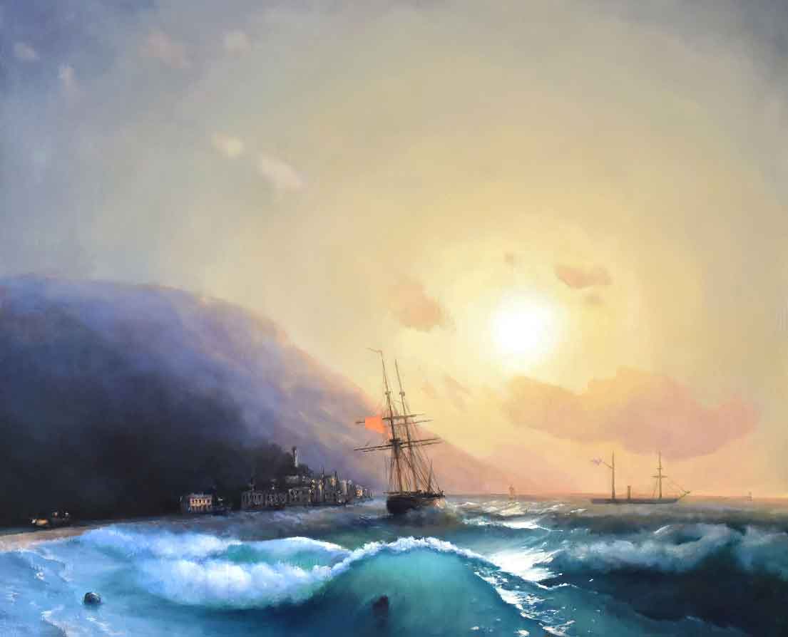 Картина море корабль
